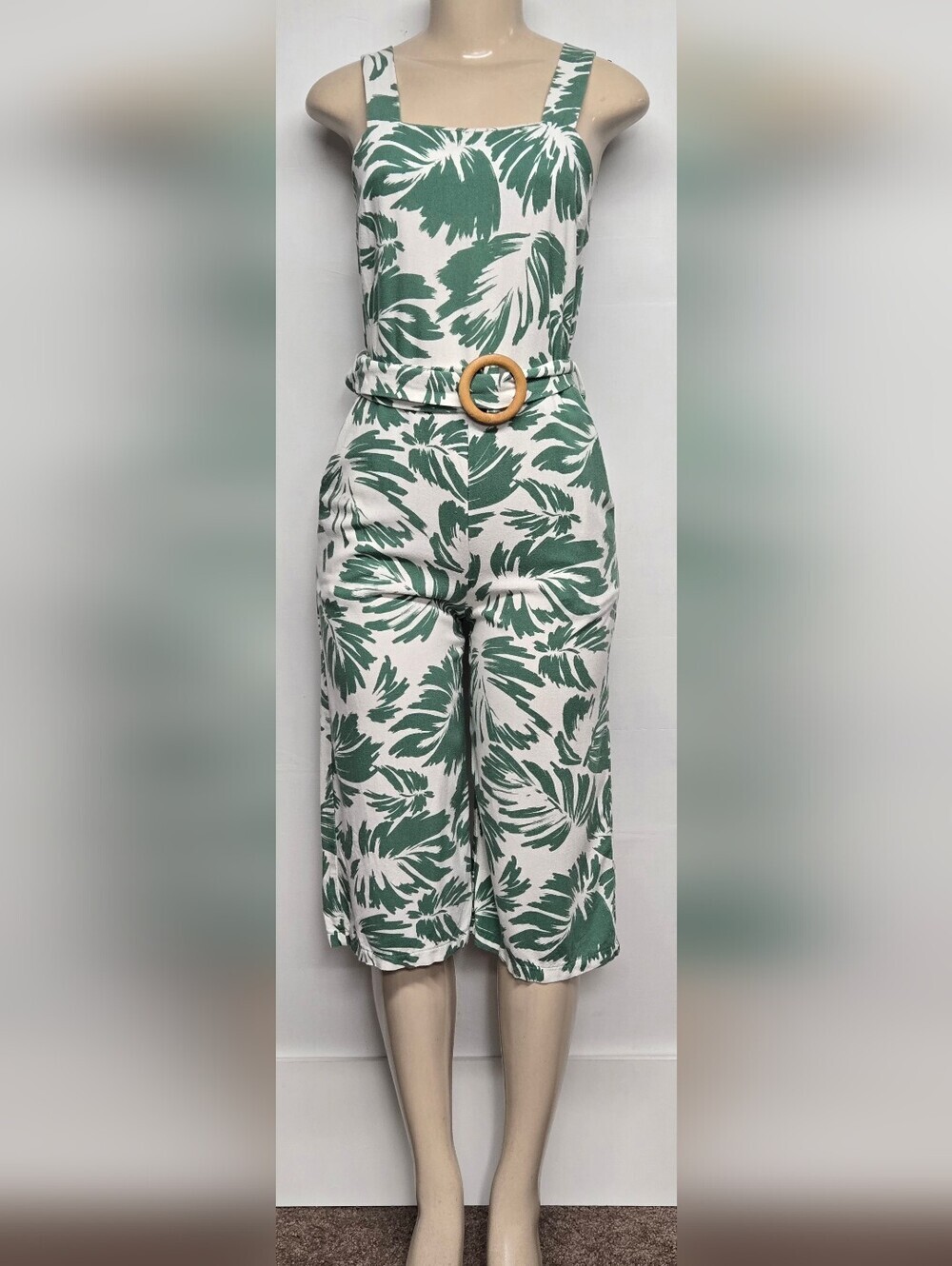 Monteau Los Angeles S Rayon Linen Capri Jumpsuit Romper Belted